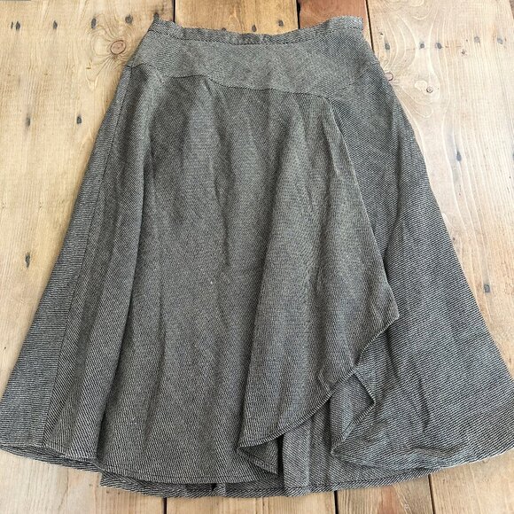 NWT Coldwater Creek Tweed Maxi Skirt PM Ruffle Slit‎ Lined Brown - Picture 1 of 7